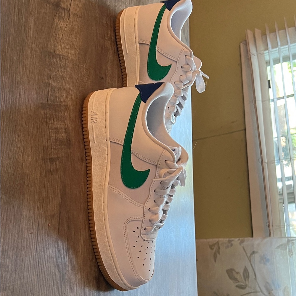 Nike Air Force 1’s with Green and Blue Accents